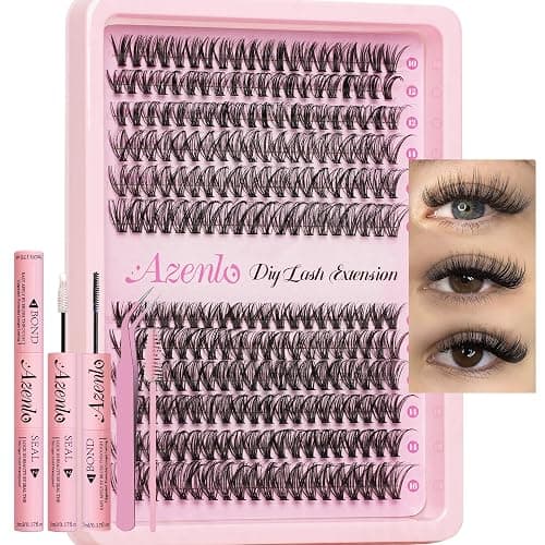Azenlo Lash Clusters Kit, 240pcs DIY Lash Extensions Kit, 30D+40D Thin Band Lash Clusters, 10-16mm Soft Natural Volume Lashes for Beginners - Image 1