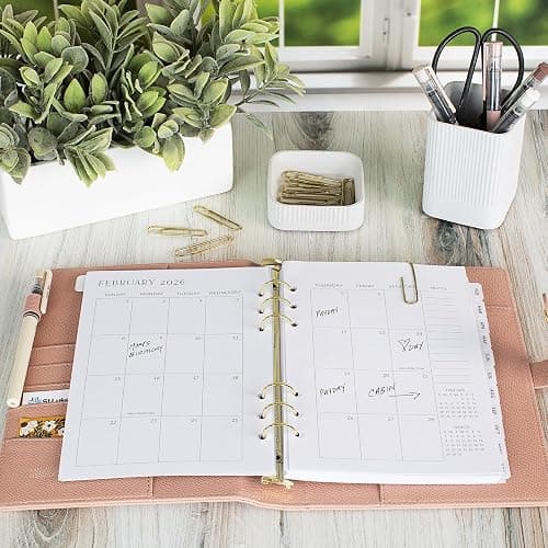 Beautiful 2026 Daily Planner Inserts for 6 Ring Binders – Durable A5 Paper Refill Set 5.5" x 8.3" - Refills Incl. Tabs & Monthly Calendar Spreads - From January 2026 - December 2026 thumbnail 6