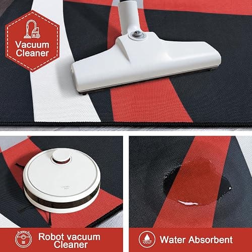 Classical Modern Black and Red Stripe Pattern Area Rug for Living Room 4x6 Outdoor Rug Non Slip&Non-Shedding Low Pile Indoor Large Carpets for Bedroom, Dining Room, Home Office, Bathroom thumbnail 6