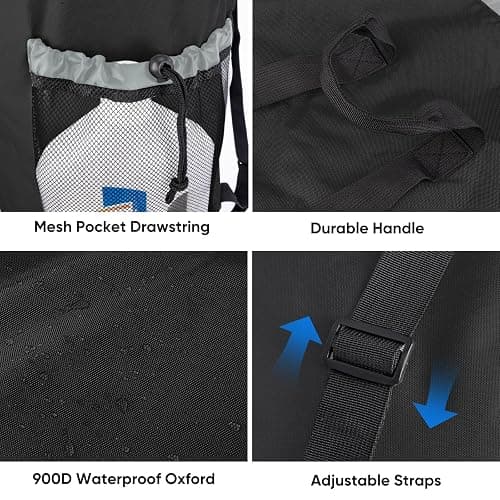 BALEINE 120L Laundry Bag Backpack, 900D Oxford Fabric Large Travel Laundry Bags with Shoulder Straps and 2 Mesh Pockets for College Dorm, Apartment, Laundromat (Black, 120L) thumbnail 4