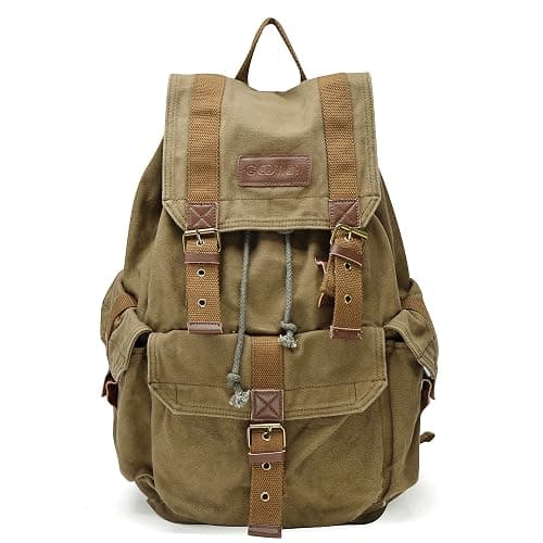 Gootium Canvas Backpack - Vintage Outdoor Rucksack Travel Day Pack - Image 1