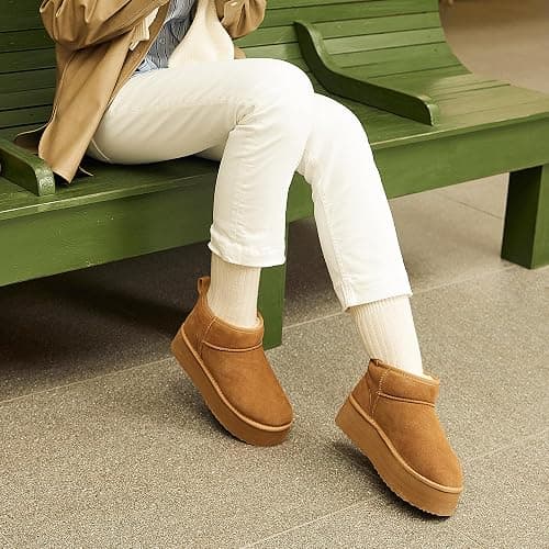 DREAM PAIRS Platform Mini Boots for Women Genuine Suede, Winter Ankle Snow Boots with Memory Foam Insole Lightweight Anti-Slip Outsole for Outdoor Indoor FuzzyClassic thumbnail 7