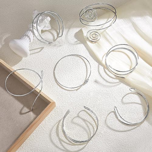 FEYIR 7 Pcs Arm Cuff Jewelry for Women Upper Arm Cuff Bangle Band Armlet Adjustable Arm Cuff Bracelet thumbnail 4