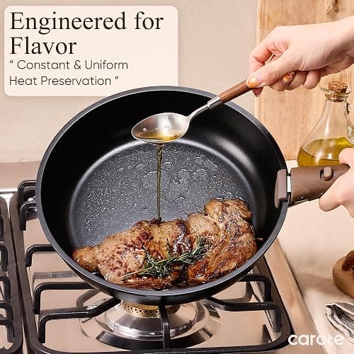 CAROTE 38pcs Pots and Pans Set Non Stick, Cookware Set Detachable Handle | Knife Set, Induction Compatible, Dishwasher & Oven Safe, Space Saving, Camping Cooking Set, Kitchen Set, Black thumbnail 8
