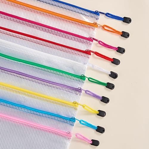 JARLINK A4 Mesh Zipper Pouch Bags, 24 Pcs Waterproof Zipper Pouch Bags | Multi-use Mesh Bags for Board Games & Puzzles, Office School Supplies, Toys, Cosmetics Travel Storage, 10 Colors, Lettle Size thumbnail 4
