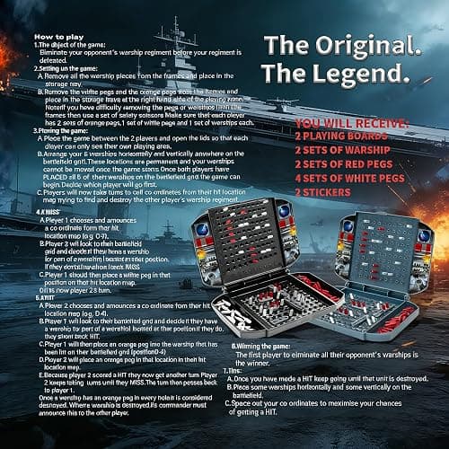 Battleship Classic Board Game – Strategy Game for Kids Ages 7 and Up, Compact & Portable Travel Game for 2 Players, Fun Family Game Night for Parent-Child Interaction thumbnail 7