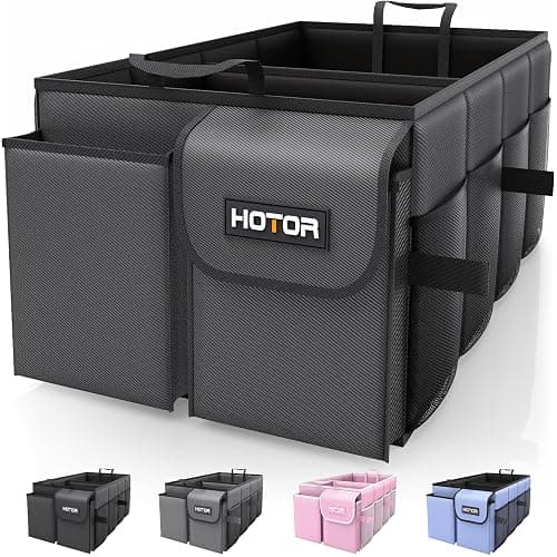 HOTOR Foldable Trunk Organizer - SUVs & Sedans, Sturdy Car Organization With 2 Compartments, Black, 23.6"14.2"10.6" - Image 1