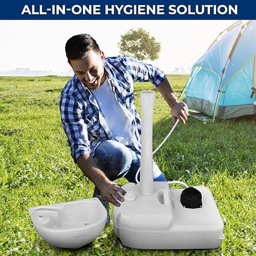 ??SereneLife Portable Hand Washing Station, 100+ Hand Washes, Hands-Free Foot Pump, Soap Dispenser, and Drain Hose, Ideal for Outdoor Events, Camping, Boating and Worksites thumbnail 4