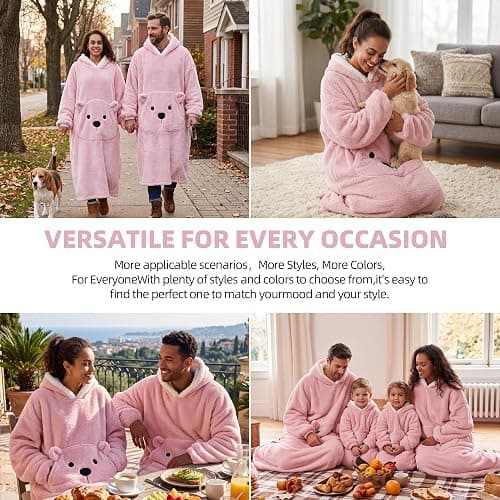 Huahomehui ZXIMU Blanket Hoodie, Wearable Blanket Extra Long Hoodie Blanket for Women Comfy Snugaies for women. thumbnail 6