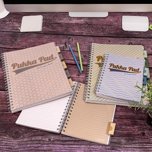 Pukka Pad Haze A5 Project Book – Pack of 3 Wirebound Notebooks with 5 Repositionable Dividers with Storage Pockets and Tabs for Organisation and Personalisation – 200 Pages, 100 Sheets of 80GSM Paper thumbnail 2