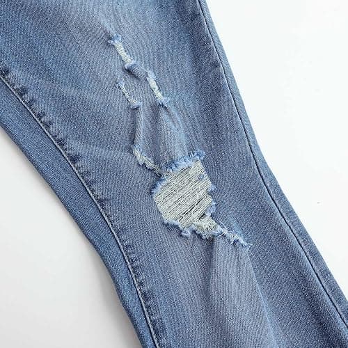 THUNDER STAR Womens Stretchy Mid Rise Flare Jeans Distressed Denim Bell Bottom Pants thumbnail 6