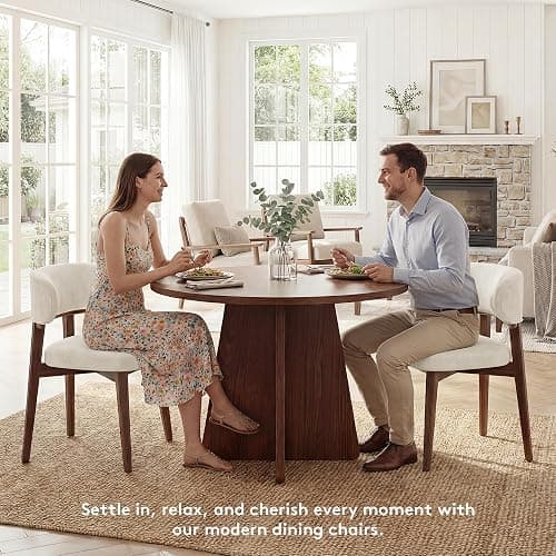 Dining Chairs Set of 2, Modern Upholstered Dining Chairs, Wooden Kitchen Chairs for Dining Room with Ergonomic Curved Backrest thumbnail 3