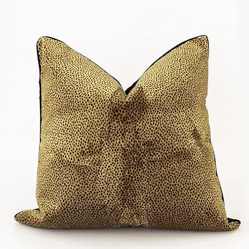 1pc luxury palace royal contemporary pillow cover, Leopard dot black and gold animal pattern single-sided high-precision jacquard velvet cutting process with zipper 18 x 18 inches (no pillow core) - Image 1