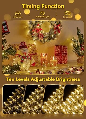 Minetom Fairy Lights Battery Operated with Remote, 33Ft 100 LED Waterproof String Lights Indoor Outdoor, Starry Twinkle Light for Christmas Home Bedroom Wedding DIY Centerpiece Decor thumbnail 4