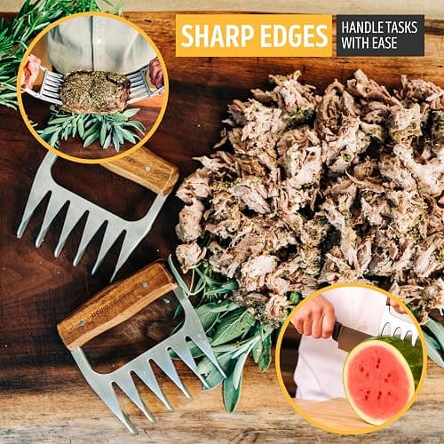 Premium 18/8 Stainless Steel Meat Shredder Claws with Wooden Handles – Effortlessly Shred, Pull & Serve Pork, Turkey, Chicken & Brisket – Perfect BBQ Gift Idea thumbnail 4