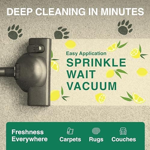 Good Natured Brand | Carpet Freshener & Deodorizer Powder | 31 oz Pet Odor Eliminator for Strong Odor & Pet Urine | Fresh Natural Lemon & Eucalyptus Scent | Safe for Homes with Pets - Lemon - 31 Ounce thumbnail 5