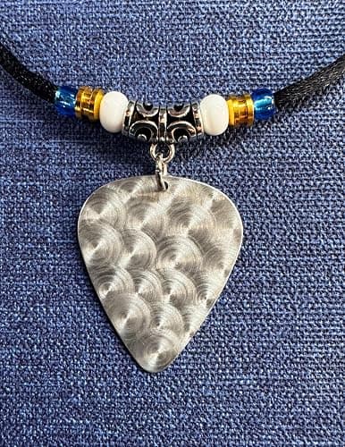 Rock n Roll Tribute aluminum guitar pick necklace - Chester B. thumbnail 3