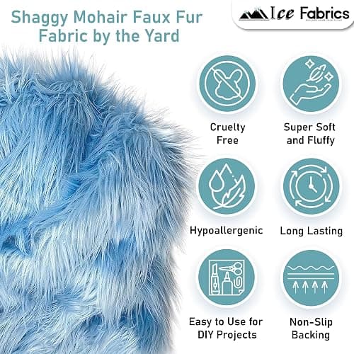 Ice Fabrics Faux Fur Fabric by The Yard - 60 Inches Wide Super Soft and Fluffy Shaggy Mohair Fur Fabric for Costumes, Apparel, Rugs, Pillows, Decorations and More - Lavender - Half Yard thumbnail 2