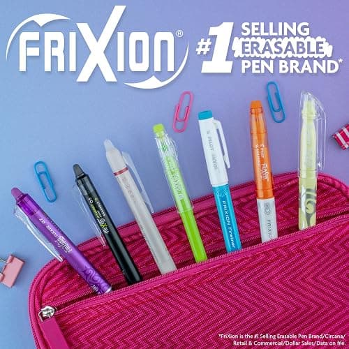 PILOT FriXion Clicker Gel Ink Pens 0.7mm, Assorted Colors, 15-Pack | Erasable, refillable & retractable color pens for notes and sketches, retract at tip, smooth writing fine point pen 0.7 mm thumbnail 9
