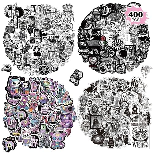 400 PCS Goth Stickers,Goth Accessories,Cool Gothic Bulk Stickers for Adults,Skull Stickers for Water Bottles,Laptops,Scrapbooks - Image 1
