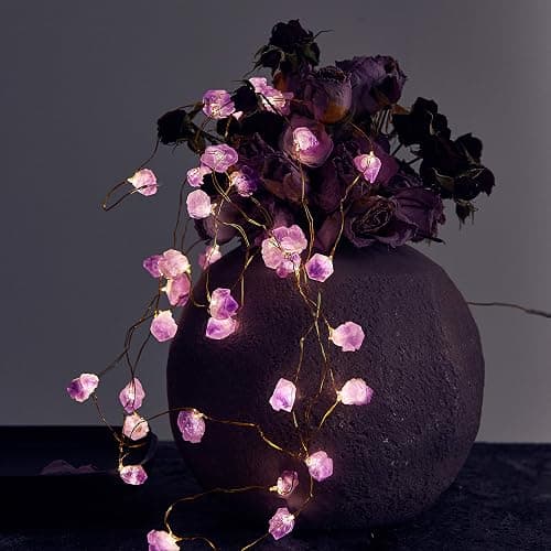 Nature Amethyst Crystal String Lights for Bedroom 10FT 40LEDs USB/Battery Operated Grape Crystal Light Pure Purple Fairy Lights Plug in for Natural Life Cute String Lights for Office thumbnail 8