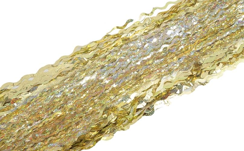 4 Pack Wavy Sparkle Champagne Gold Metallic Tinsel Foil Fringe Curtains Photo Booth Backdrop | Gold Streamer Backdrop for Holiday Celebration Bachelorette Party Decorations thumbnail 7