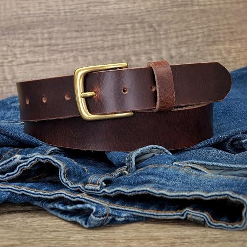 Ashford Ridge Made in England 34mm Full Hide Leather Belt with Brass Colour Buckle thumbnail 3