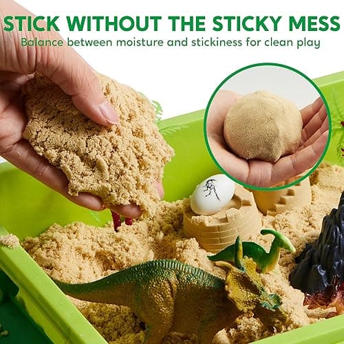Klever Kits Dinosaurs Sensory Bin Toys for Toddlers with Glow in The Dark Dinosaurs, Sandbox with Lid Sand, Preschool Learning Activities Gifts for Boys Girls Age 3+ - Dinosaur thumbnail 5