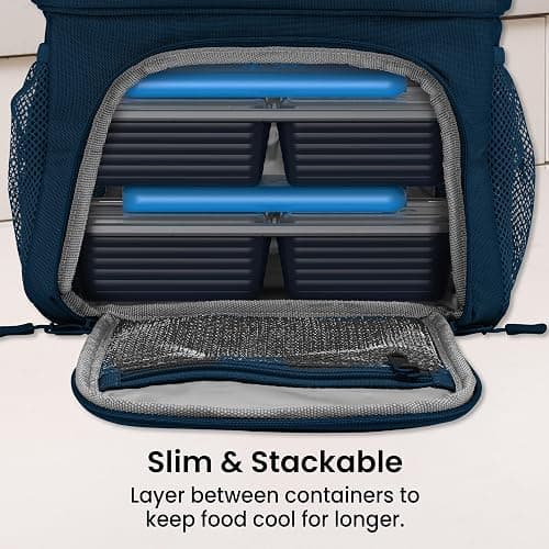 Bentgo Chillers Ice Packs: Slim, Reusable Quick-Freeze Cooling Design Keeps Food Fresh in Lunch Boxes, Bags, & Coolers for Work, College, Camping, & More; Easy to Clean & Chills Fast; 4-Pack (Blue) thumbnail 6