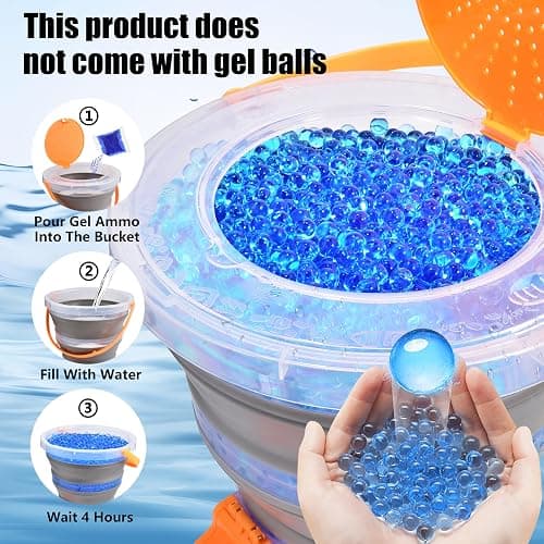 TANSAR Foldable Gel Ball Blaster Ammo Bucket, Portable Splatter Blaster Accessories, Gel Gun Ammo Container with Strainer, Large Capacity Tub for Holds 10,000 Gel Balls, for Ages 14+, Orange thumbnail 4