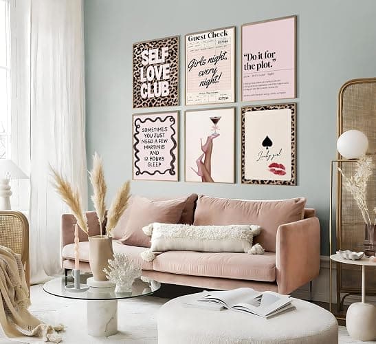 Trendy Pink Leopard Wall Art - Preppy Leopard Print Decor for Girls Bedroom, Dorm, Apartment - Modern Aesthetic Posters for Teen Girls & Women Home Decoration 6Pcs Unframed thumbnail 2
