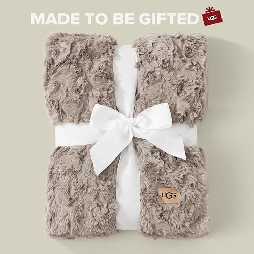 UGG Adalee Faux Fur Throw Blanket Luxury Lightweight Cozy Soft Throw for Couch Bed or Chair Hypoallergenic Machine Washable Double-Sided Fluffy Blanket Home Decor, 50-inch x 70-inch, Oyster Brown thumbnail 6