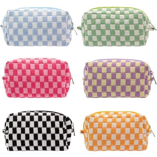PAZIMIIK Checkered Makeup Bag for Purse Portable Zipper Make Up Pouch Small Cosmetic Case for Travel Accessories (6PCS Colorful) - Image 1