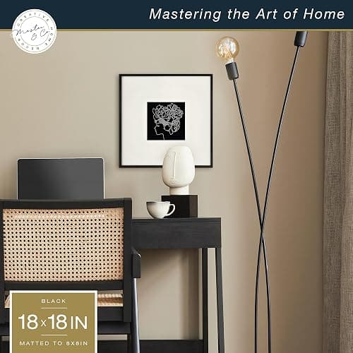 MCS Master & Co. Foundry Metal 18x18 Matted Picture Frame with 8x8 Photo Display, Black Vertical & Horizontal Wall Hanging Frame for Photos & Artwork (1-Pack) thumbnail 3