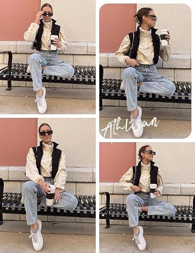 Athlisan Womens Cropped Puffer Vest Zip Up Stand Collar Lightweight Sleeveless Padded Gilet with Pockets thumbnail 7