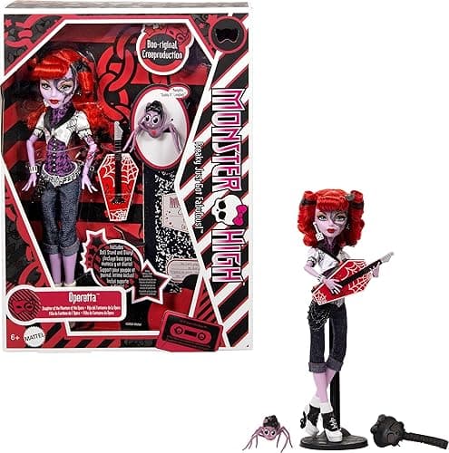 Monster High Boo-riginal Creeproduction Doll, Operetta Collectible Reproduction with Doll Stand, Diary, and Pet Spider Memphis “Daddy O” Longlegs