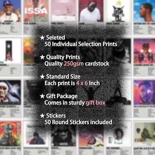 Retro Hip Hop Rappers Wall Collage Kit Prints for Bed Room Decor, 4x6 Inch Music Album Cover Posters Prints 50Pcs for Teens, Gifts for Rapper Fans thumbnail 4