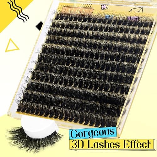 ALICE Lash Clusters Kit Fluffy Volume Lash Extension Kit 3D Wispy Natural DIY Eyelash Extension Kit with 220Pcs Individual Lashes, Lash Bond and Remover,Tweezers(10-16mm,0.05D, D Curl) thumbnail 6