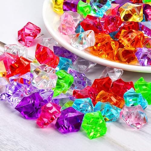 180-190pcs Premium Multicolored Fake Crushed Ice Rock Plastic Gems Jewels Acrylic Ice Rock Crystals Treasure Fake Diamonds Plastic Ice Cubes for Kids Toy Decoration Wedding Display Vase Fillers Crafts thumbnail 2