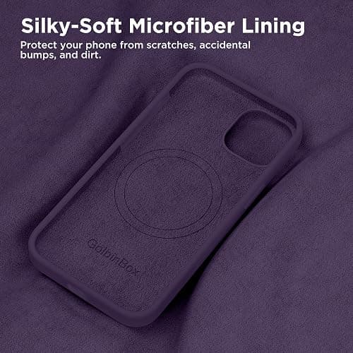 GolbinBox Magnetic for iPhone 13 Case & iPhone 14 Case, Compatible with MagSafe, [Soft Anti-Scratch Microfiber Lining], Slim Liquid Silicone Shockproof Protective Phone Case 6.1 inch, Deep Purple thumbnail 6