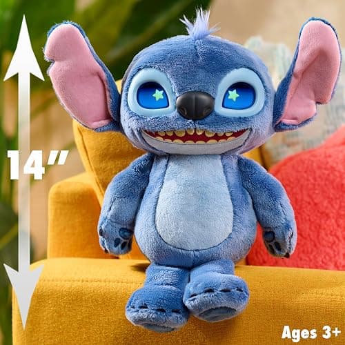 Disney Stitch Just Play Many Moods 14-inch Interactive Plush, 50+ Sounds & Effects, LCD Eyes, Inspired by Disney's New Live-Action Lilo & Stitch Movie, Toy for Fans, Girls, Boys, Kids 3+ thumbnail 6