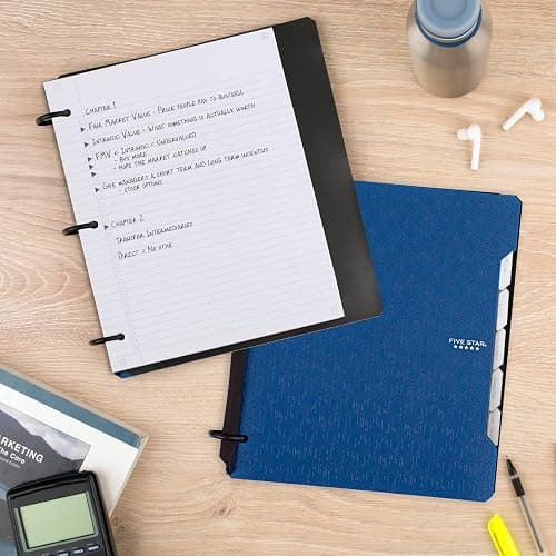 Five Star Flex Refillable Notebook + Study App, College Ruled Paper and 1 Inch TechLock Ring Binder with Pockets, Tabs and Dividers, 200 Sheet Capacity, Pacific Blue (293280AD2) thumbnail 8