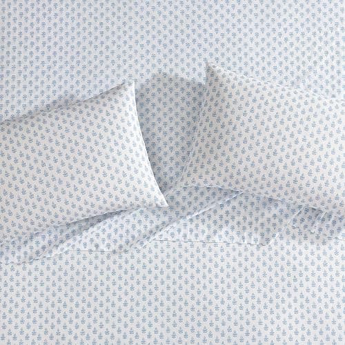 Laura Ashley - Full Sheets, Cotton Percale Bedding Set, Lightweight & Breathable Home Decor (Francesca Blue, Full) thumbnail 5