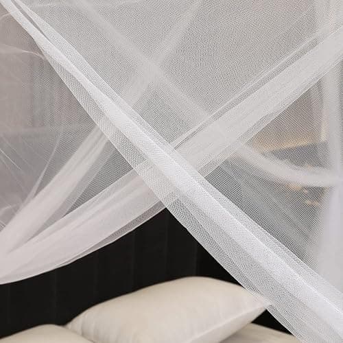 Mengersi Bed Canopy for Full Queen King Size Bed,Canopy Bed Curtains Elegant Mosquito Net,Mosquito Netting for Camping Patio Indoor Outdoor Bug Net,White thumbnail 6