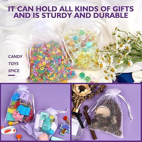 PACKINNO 100pcs White Organza Bags, Sheer Organza Bags 4x6 Inch, Small Mesh Bag Drawstring, Jewelry Gift Bags for Party, Candy, Christmas, Festival, Bathroom Soaps, Makeup thumbnail 5