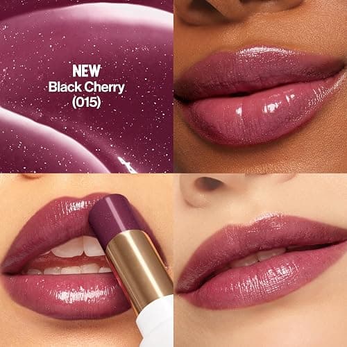 REVLON Super Lustrous Glass Shine Balm, Hydrating Tinted Lip Balm with Hyaluronic Acid, Aloe & Rose Quartz, Medium-Dark Plum Lipstick, 015 Black Cherry, 0.11 oz thumbnail 2