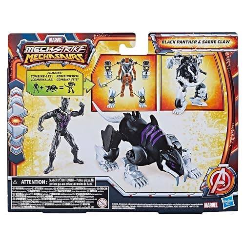 Marvel Mech Strike Mechasaurs, 4-Inch Black Panther with Sabre Claw Action Figures, Super Hero Toys for Kids Ages 4 and Up thumbnail 9