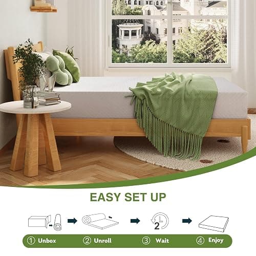 EGOHOME 6 Inch Twin Mattress for Kids, Memory Foam Mattress with Cooling Green Tea Gel, Relieve Pressure with Medium Firm Support, CertiPUR-US Certified, 75''L x 38''W, White thumbnail 7