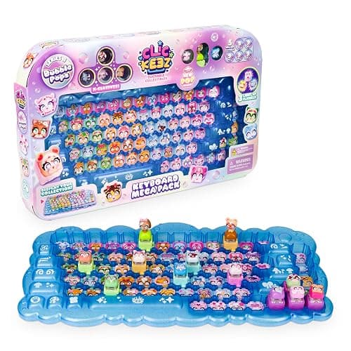 Clickeez Series 3 Keyboard Mega Pack | Includes a Keyboard Collectors Case & 12 Bubble Pops-Themed (Including 3 Light-UP) Clickeez | Clickable Collectibles | Ages 6+ - Image 1