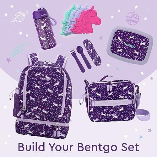 Bentgo Kids 2-in-1 Backpack & Insulated Lunch Bag - Durable 16” Backpack & Lunch Container in Unique Prints for School & Travel - Water Resistant, Padded & Large Compartments (Unicorn) thumbnail 5